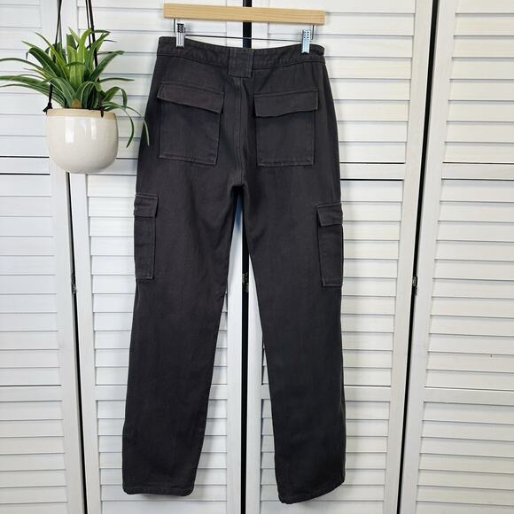 White Fox Someone To You Cargo Pants Charcoal Cotton Twill Flap Pockets Size M - Picture 5 of 10